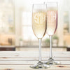 Bride & Groom Monogrammed (Round Monogram) Personalized Champagne Flutes Set    / Valentine's Day Gift
