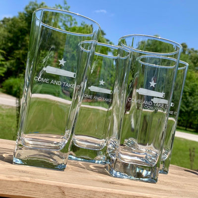 Come and Take It engraved glass tumbler set of 4    / Christmas Gift