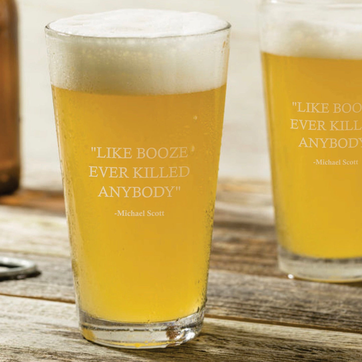 Michael Scott  Like Booze Ever Killed  The Office  Pint Glass / Father's Day Gift
