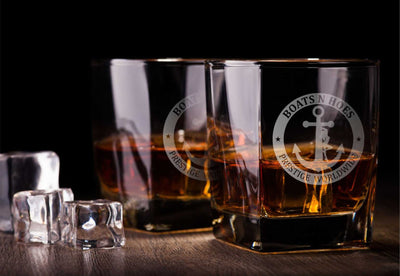 Boats and Hoes Whiskey Glass Set    / Father's Day Gift