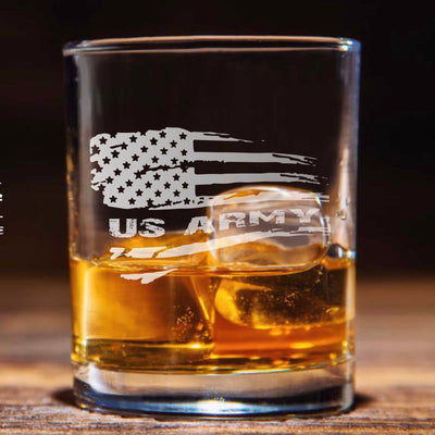 Army American Flag Whiskey Glass Set    / Christmas Gift
