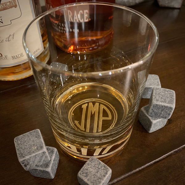 Monogrammed Whiskey Glasses Set Circle Monogram / Father's Day Gift ...