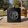 Monogrammed Flask - Laser Etched - Round Modern Monogram    / Father's Day Gift