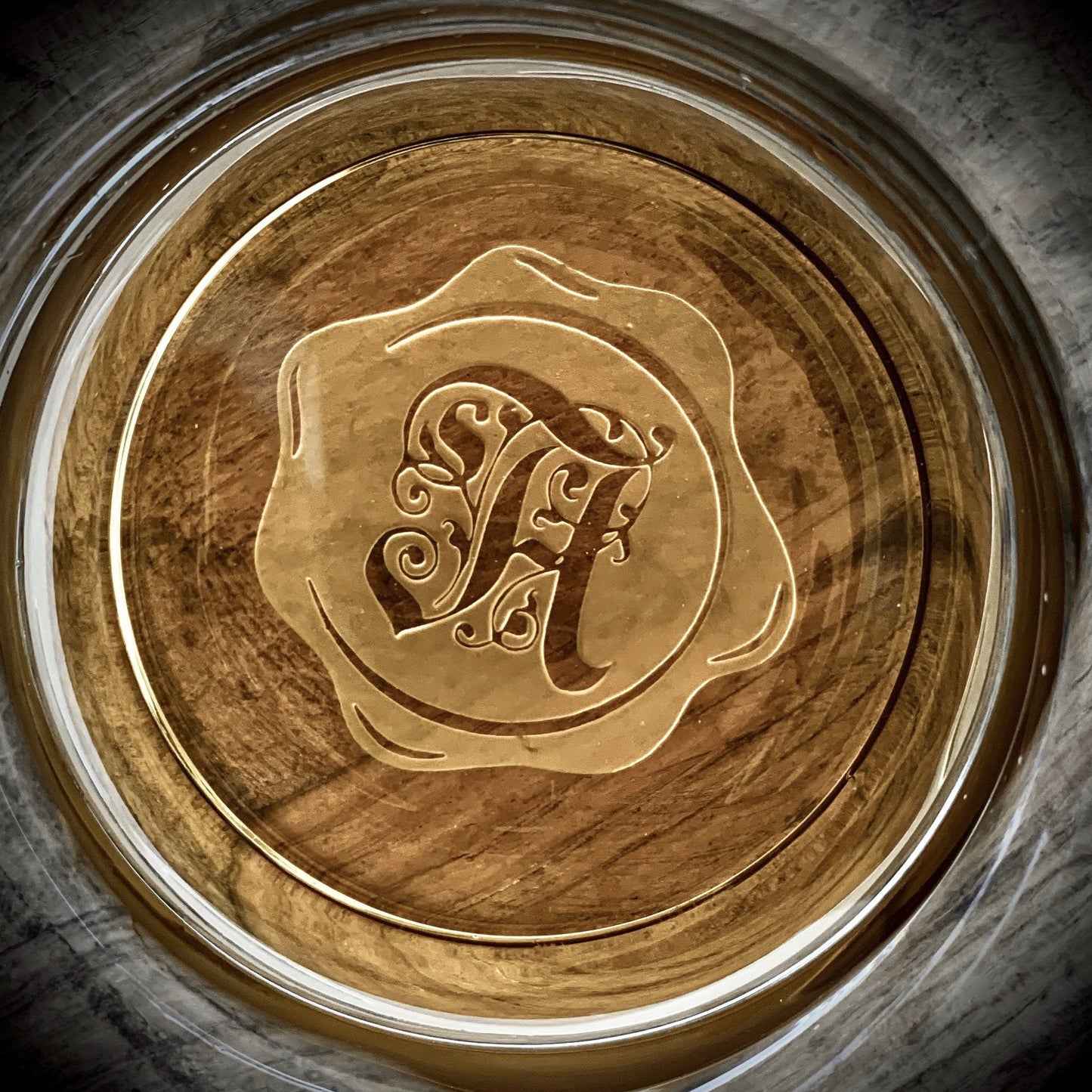 Monogrammed Whiskey Glasses Set  Wax Seal Gothic Stamp    / Father's Day Gift / Valentine's Day Gift