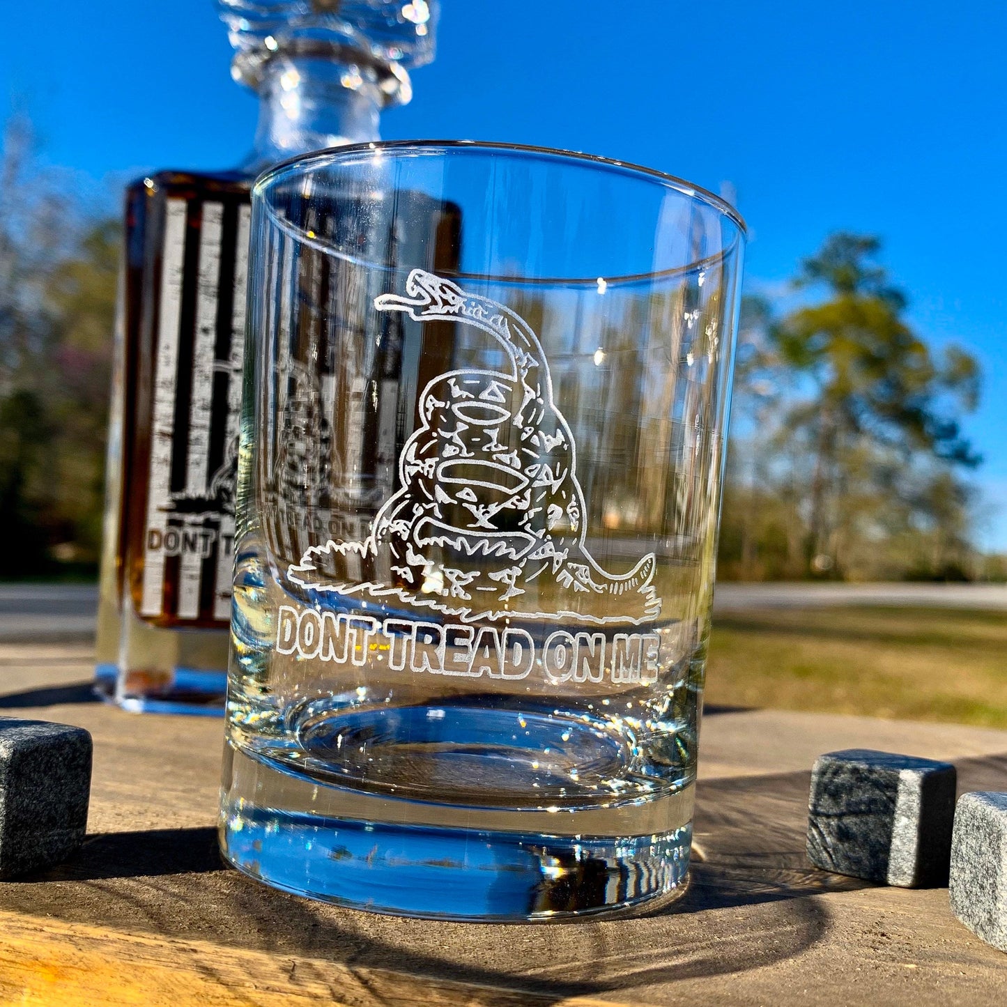 Don’t Tread On Me American Flag 2nd Amendment Whiskey Decanter or Decanter Set  DTOM    / Father's Day Gift / Valentine's Day Gift