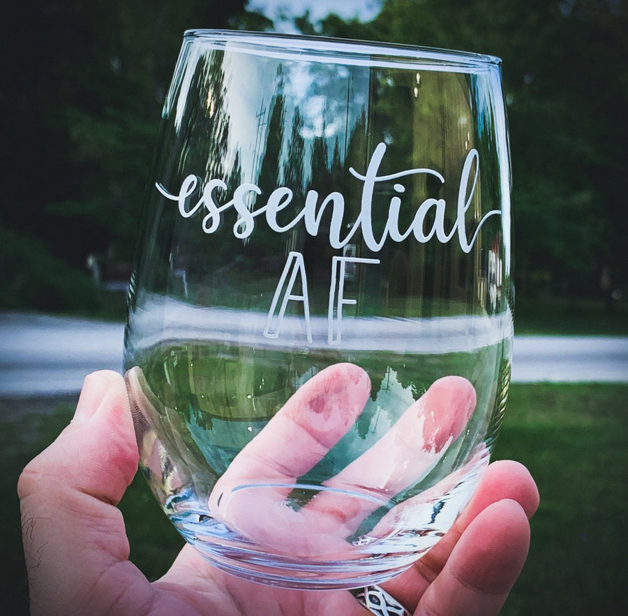 Engraved Stemless Wine Glass Wine Lover Gift - Home Wet Bar