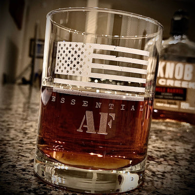 Essential AF American Flag Whiskey Glass    / Christmas Gift