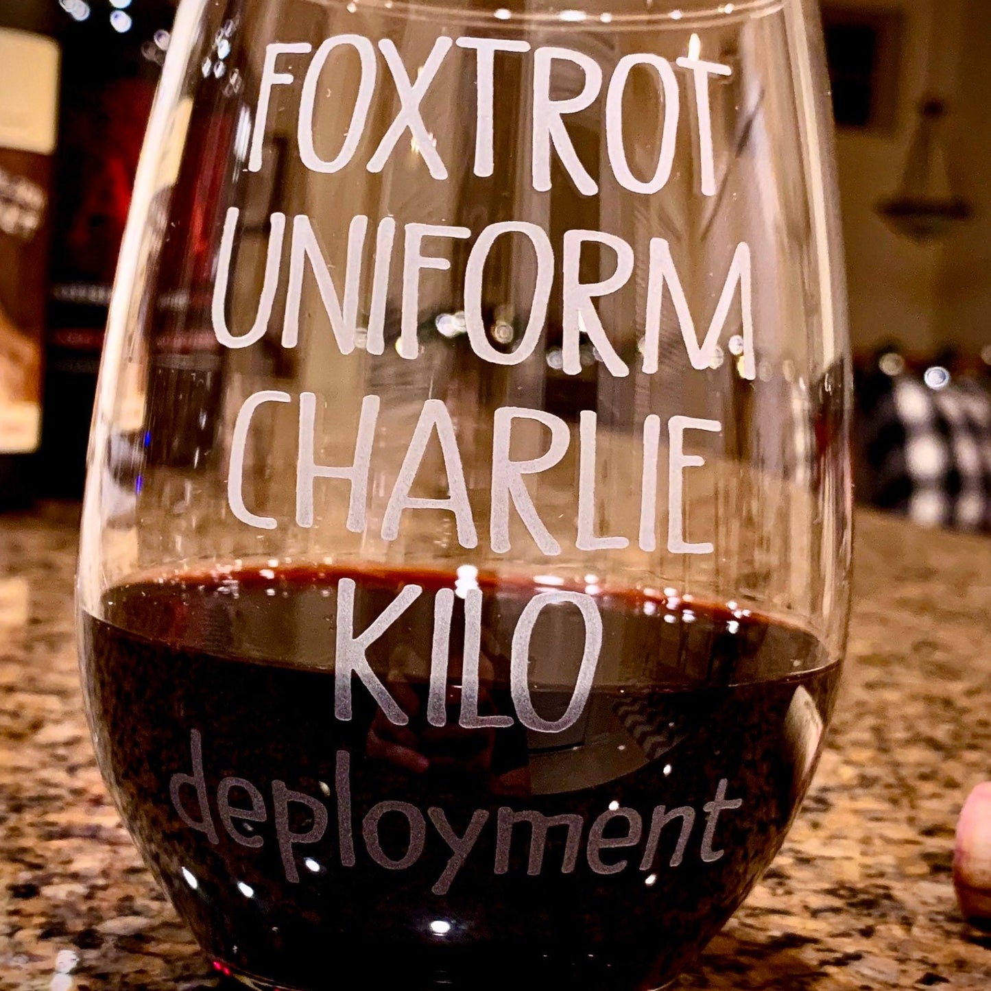 F*ck Deployment  Engraved Stemless Wine Glass  Funny Wine Glass  Fun Wine Glass  Wine Lover Gift    / Father's Day Gift / Valentine's Day Gift