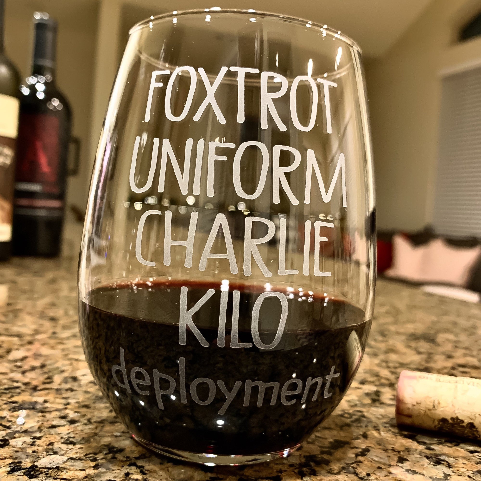F*ck Deployment Engraved Stemless Wine Glass Funny Wine Glass Fun Wine -  Lone Star Etch