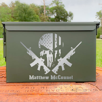 Punisher Skull Crosses AR Etched Ammo Can    / Christmas Gift