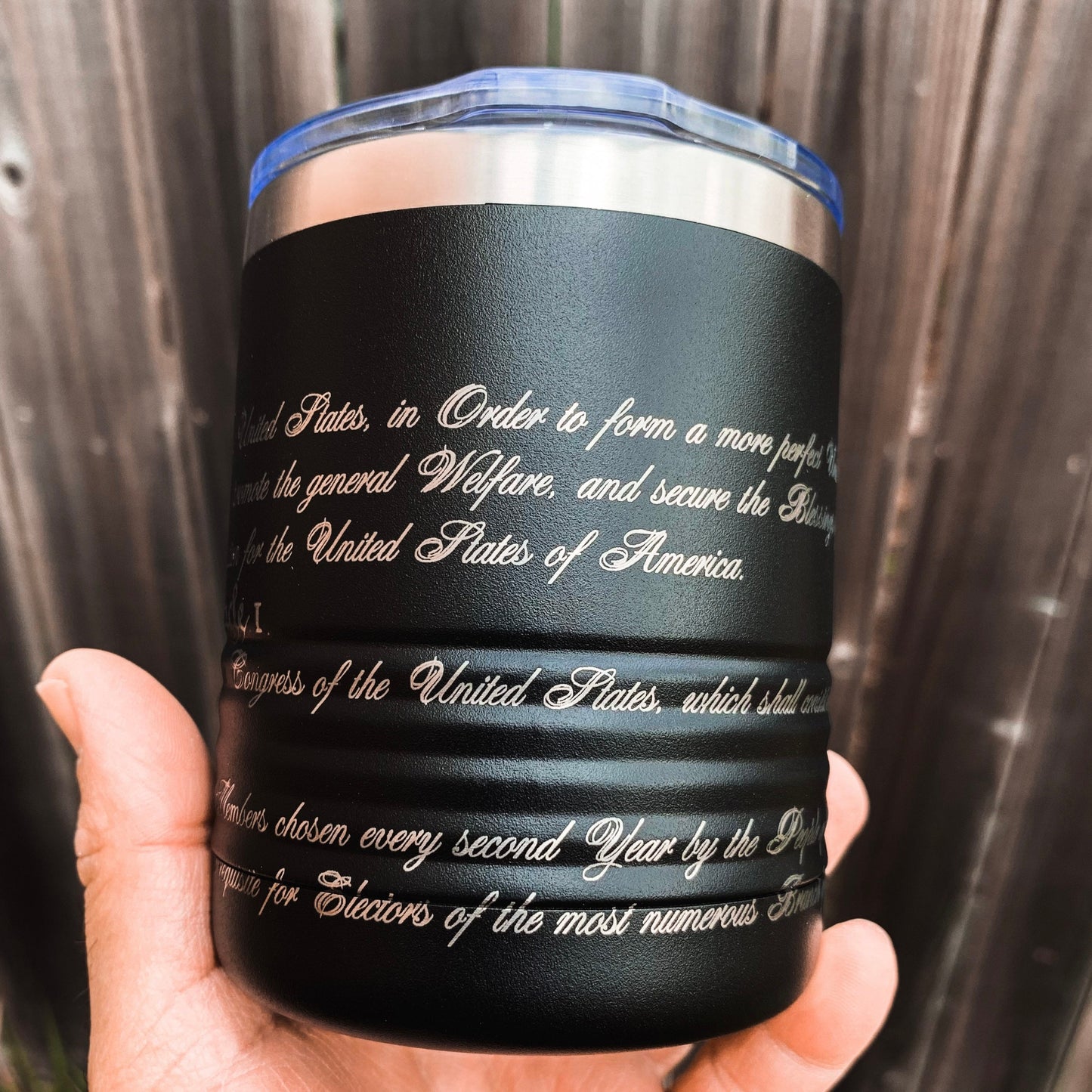 US Constitution 360 Etched Lowball Tumbler    / Father's Day Gift / Valentine's Day Gift