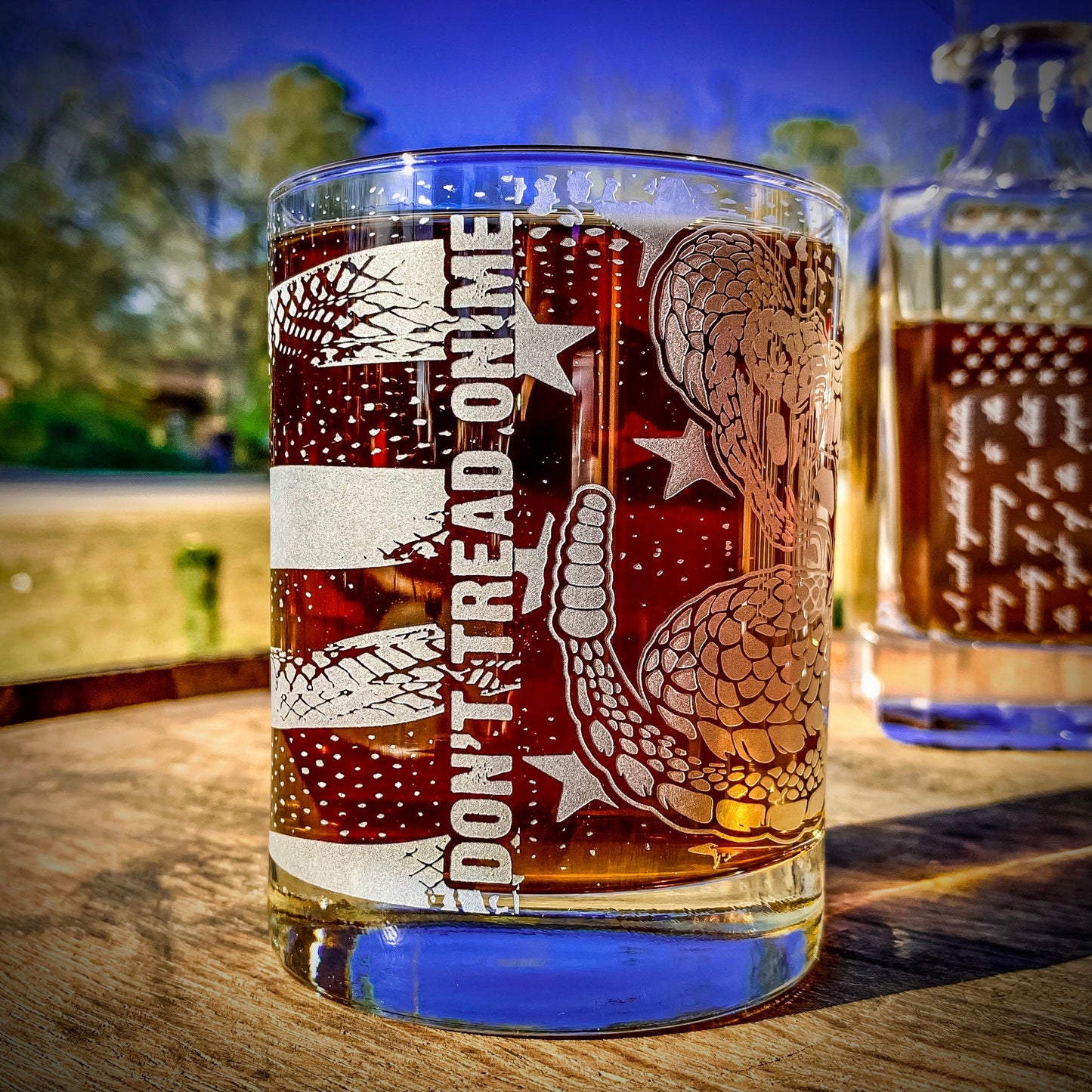 Don't Tread On Me 360 Engraved Whiskey Glass    / Father's Day Gift / Valentine's Day Gift