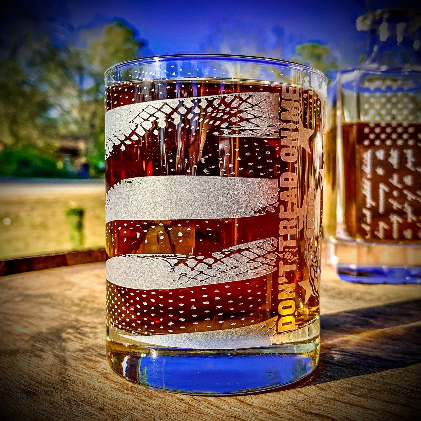 Don't Tread On Me 360 Engraved Whiskey Glass    / Father's Day Gift / Valentine's Day Gift