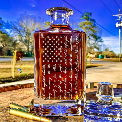 Second Amendment American Flag Whiskey Decanter or Set    / Valentine's Day Gift