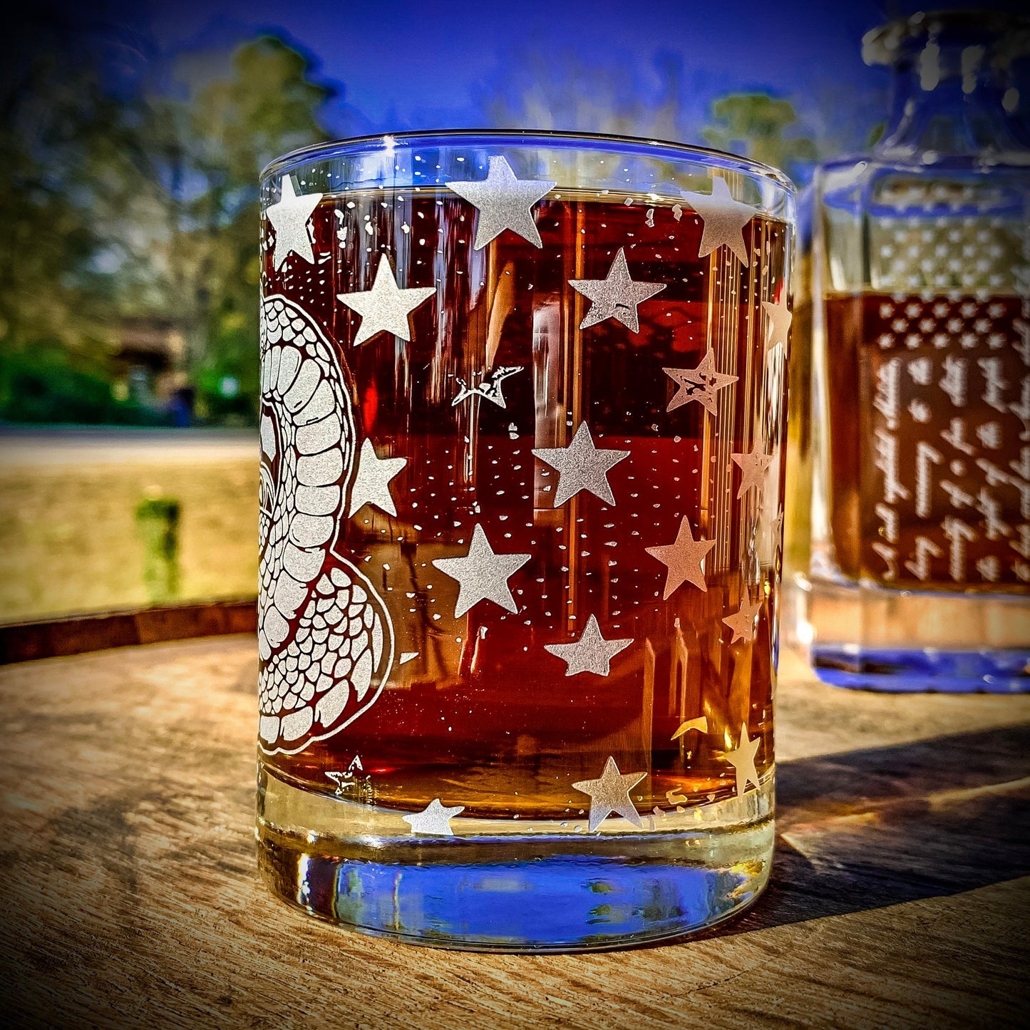 Don't Tread On Me 360 Engraved Whiskey Glass    / Father's Day Gift / Valentine's Day Gift