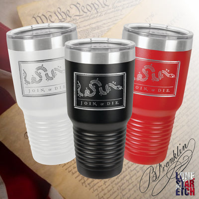 Join Or Die  Etched Tumbler    / Christmas Gift