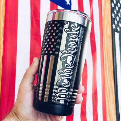We The People American Flag  Etched 20oz Tumbler    / Christmas Gift