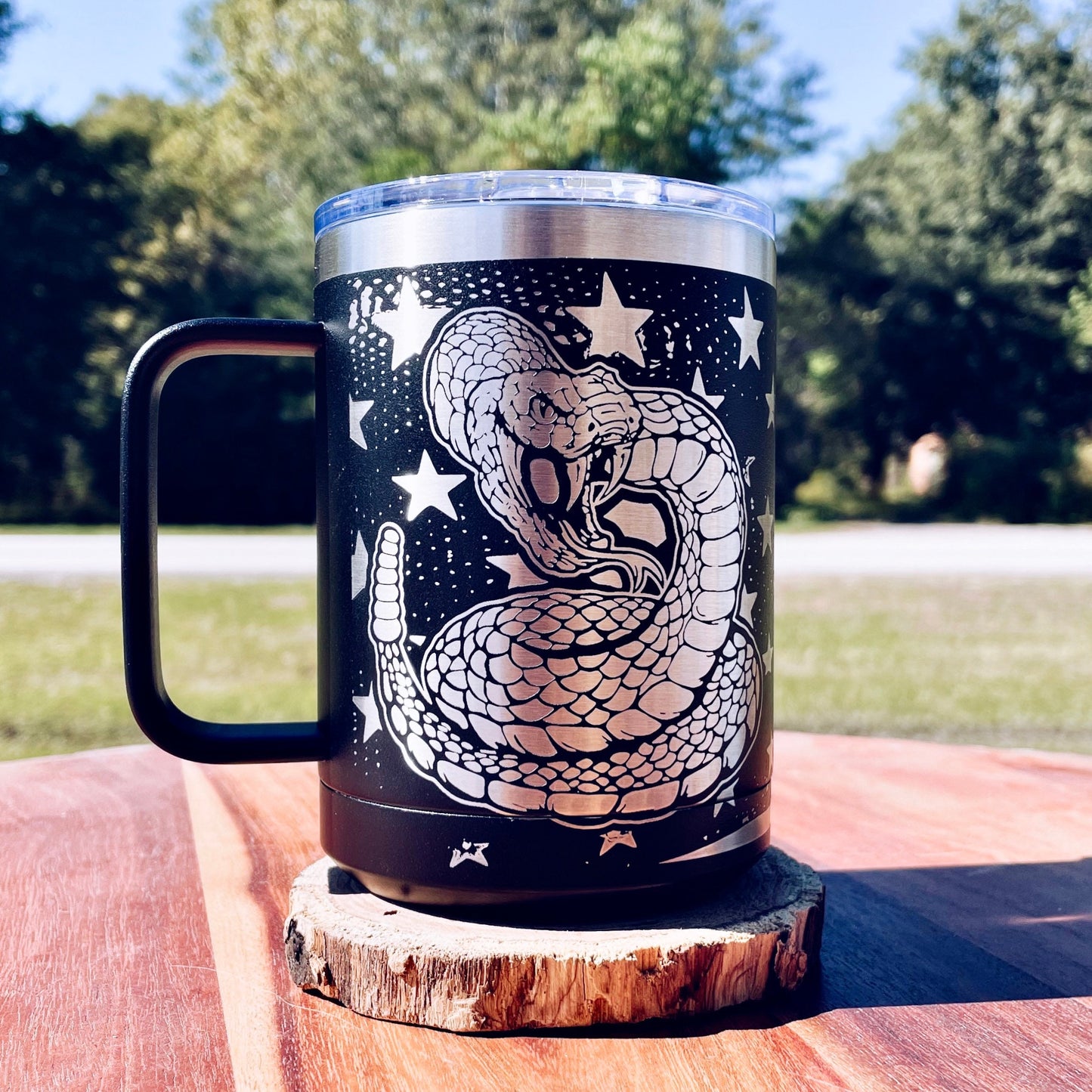 Don’t Tread On Me 360  Stainless Coffee Tumbler  Powder Coated  Laser Etched  Coffee Mug  Coffee Cup     / Father's Day Gift / Valentine's Day Gift