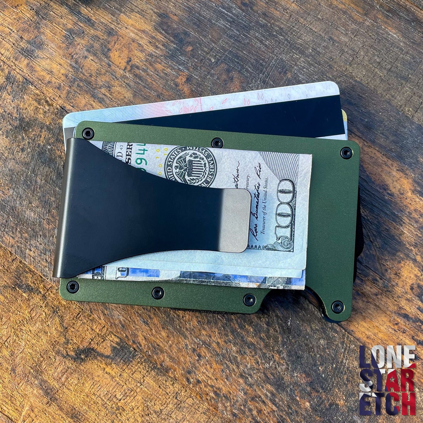 Thin Blue, Red, Green Line / Slim Metal Wallet / Etched Flag / RFID Blocking / Groomsmen Wallet / Etched Money Clip / Father's Day Gift / Valentine's Day Gift