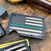 Thin Blue, Red, Green Line / Slim Metal Wallet / Etched Flag / RFID Blocking / Groomsmen Wallet / Etched Money Clip / Mother's Day Gift