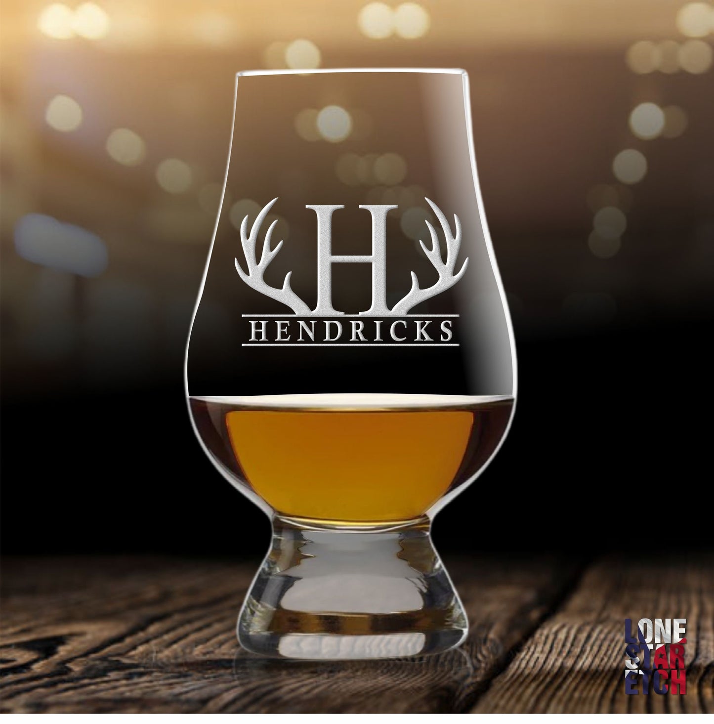 Personalized Glencairn Whiskey Glass  Bourbon Glass  Scotch Glass  Tasting Glass  Antlers Monogram Glencairn   / Father's Day Gift / Valentine's Day Gift