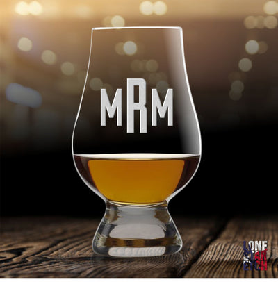 Personalized Glencairn Whiskey Glass  Bourbon Glass  Scotch  Tasting Glass  Traditional Block Letter Monogram   / Father's Day Gift
