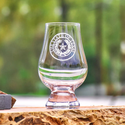 State of Texas Seal  Engraved Glencairn Whiskey Glass  Bourbon Glass  Scotch Glass  Tasting Glass  Texas Gift   / Father's Day Gift