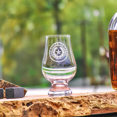 State of Texas Seal  Engraved Glencairn Whiskey Glass  Bourbon Glass  Scotch Glass  Tasting Glass  Texas Gift   / Father's Day Gift