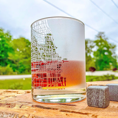 Chicago City Map Whiskey Glass  360 Engraved  (13.5 oz) / Christmas Gift