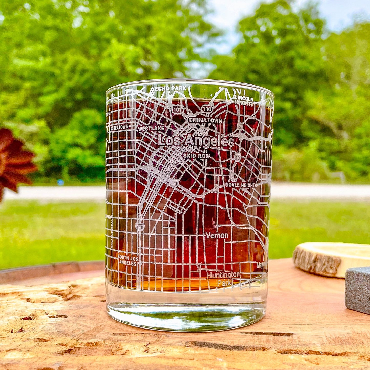 Los Angeles City Map Whiskey Glass  360 Engraved  (13.5 oz) / Father's Day Gift / Valentine's Day Gift