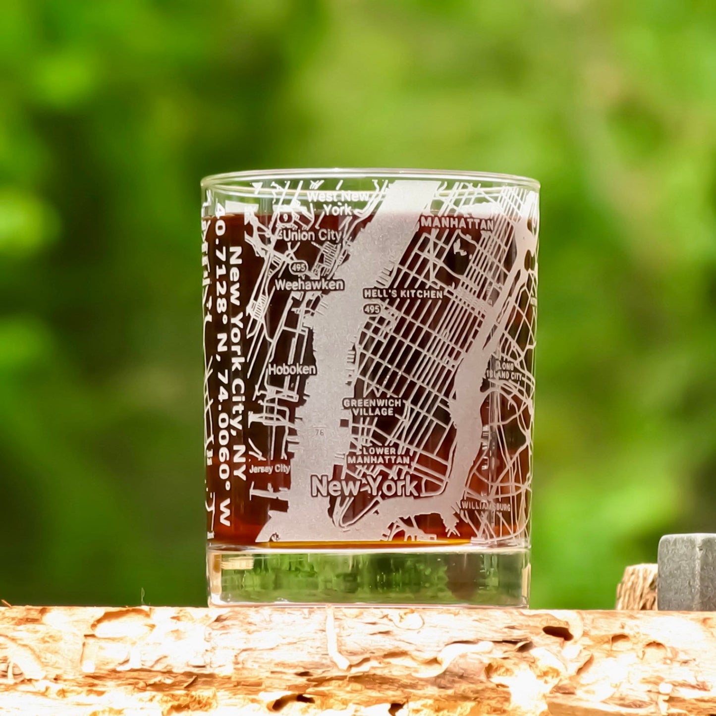 New York City Map Whiskey Glass  360 Engraved  (13.5 oz) / Father's Day Gift / Valentine's Day Gift