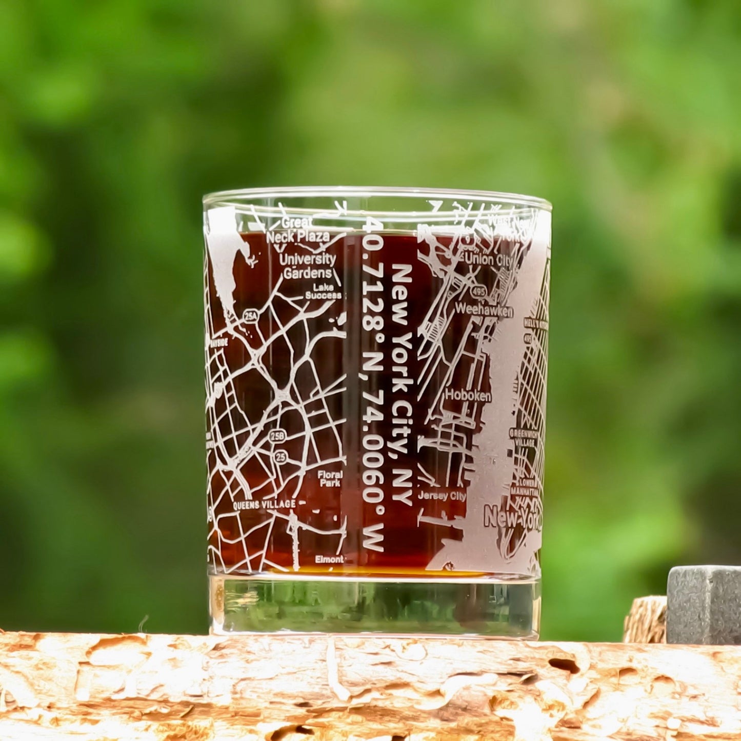New York City Map Whiskey Glass  360 Engraved  (13.5 oz) / Father's Day Gift / Valentine's Day Gift