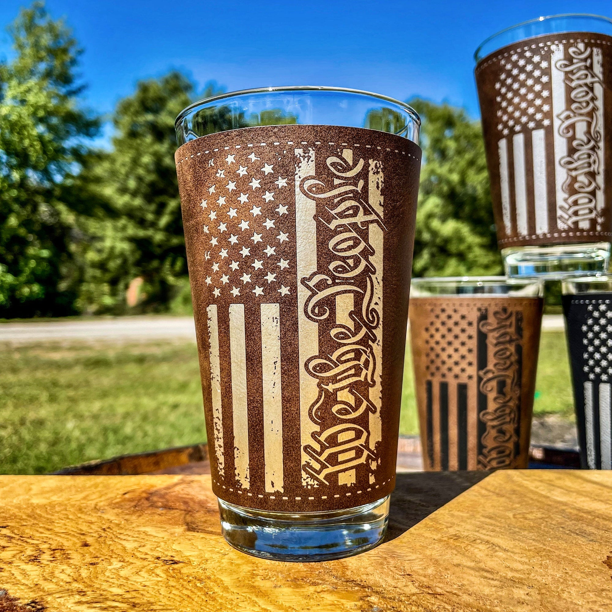 Pint Glasses – American Hero’s Gifts for Men or Women – Double Flag Eagle  POW – American Soldier Beer Glass with Logo - Set of 12 (16 Oz)