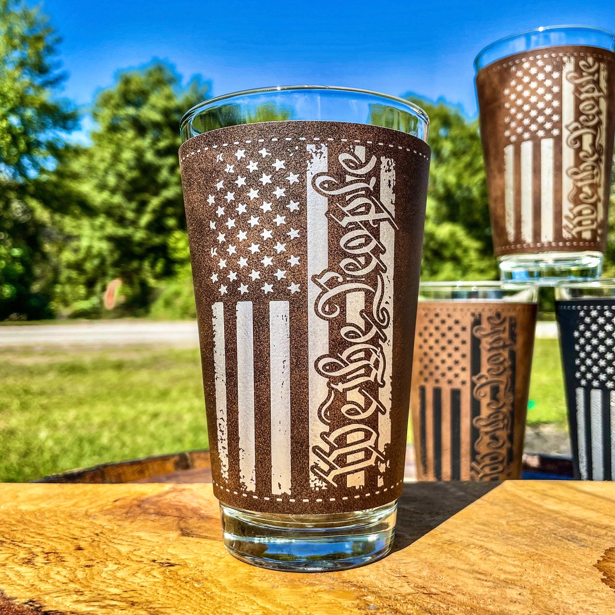 We The People American Flag Pint Glass / Valentine's Day Gift