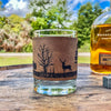 Wooded Forest Nature Scene Whiskey Glass / Bourbon Glass / Scotch Glass / Engraved Leatherette Wrap / Single Glass  / Father's Day Gift