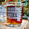 Cigars Bourbon Guns Freedom Whiskey Glasses    / Christmas Gift