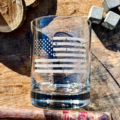 American Flag Whiskey Glass     / Christmas Gift