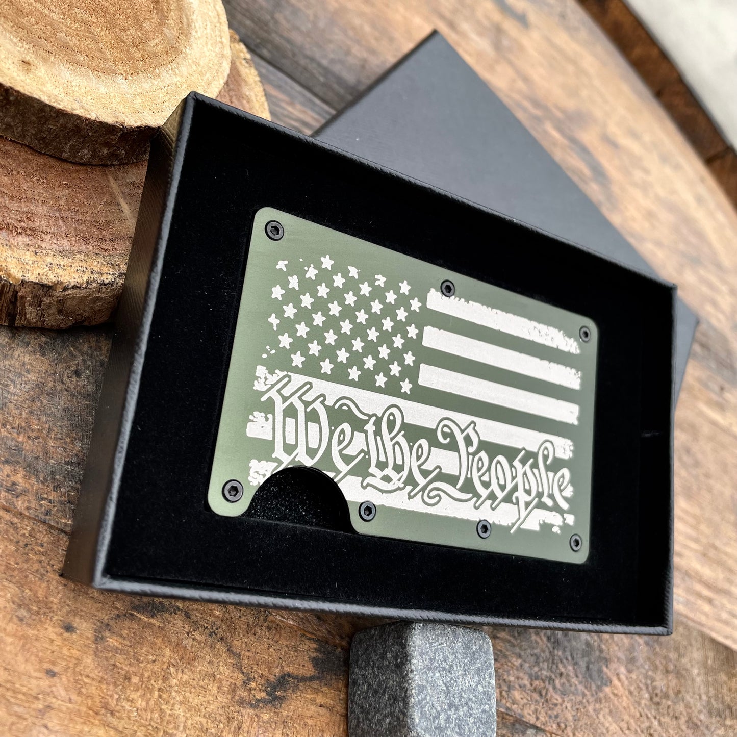 Firefighter Flag  Slim Metal Minimalist RFID Blocking Wallet   / Father's Day Gift / Valentine's Day Gift