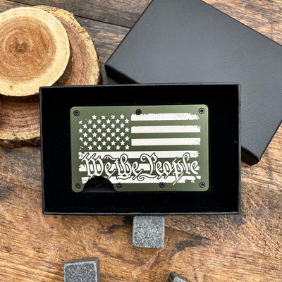 Firefighter Flag  Slim Metal Minimalist RFID Blocking Wallet   / Father's Day Gift