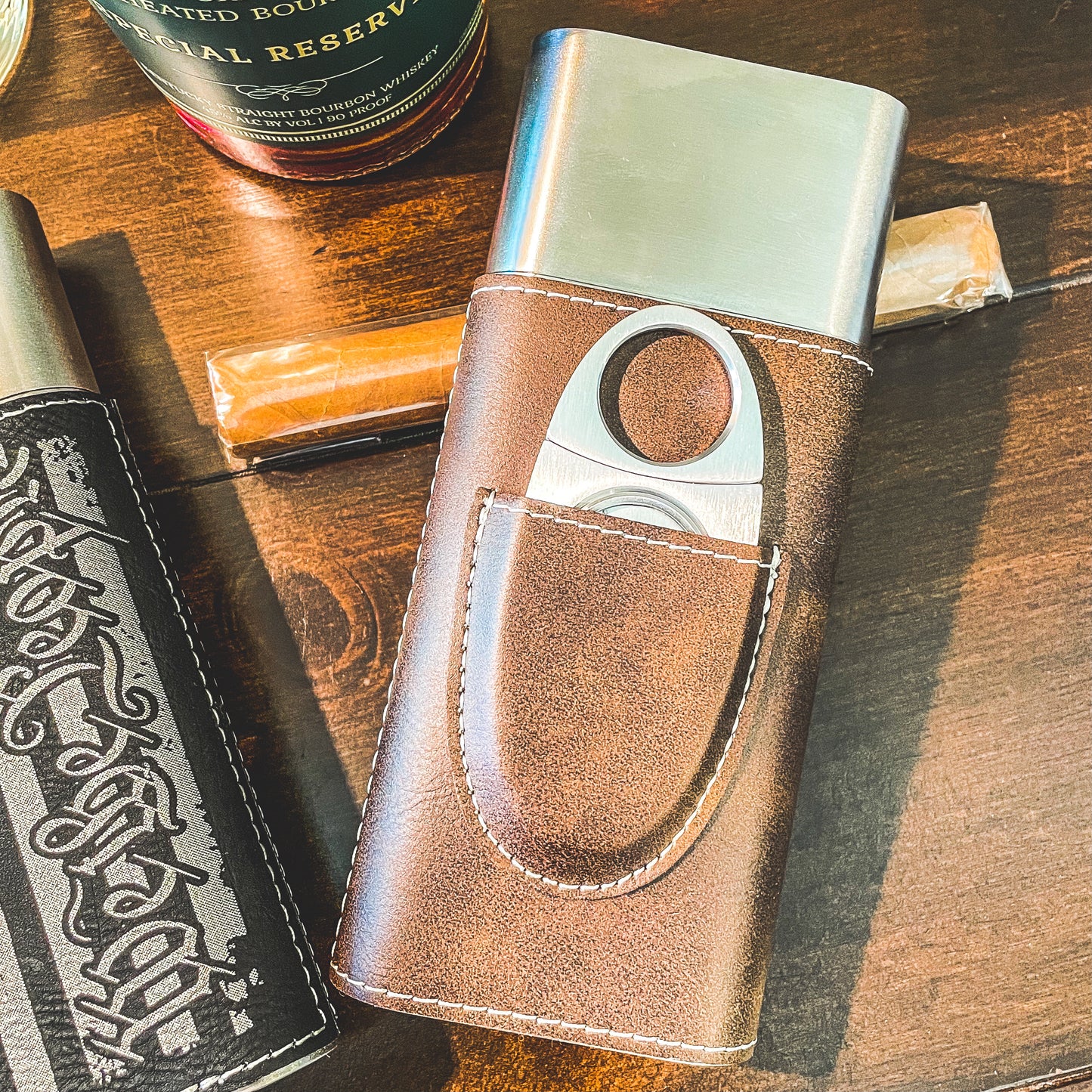 We The People Cigar Holder  Leatherette Etched Cigar Case    / Father's Day Gift / Valentine's Day Gift