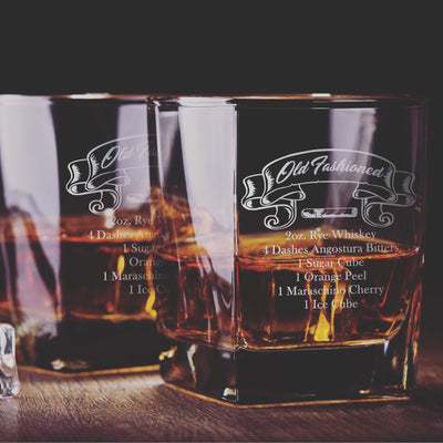 Old Fashioned Recipe Whiskey Glass Set    / Valentine's Day Gift