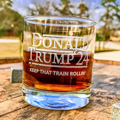 Donald Trump 2024 Keep That Train Rollin' Engraved Whiskey Glass    / Christmas Gift