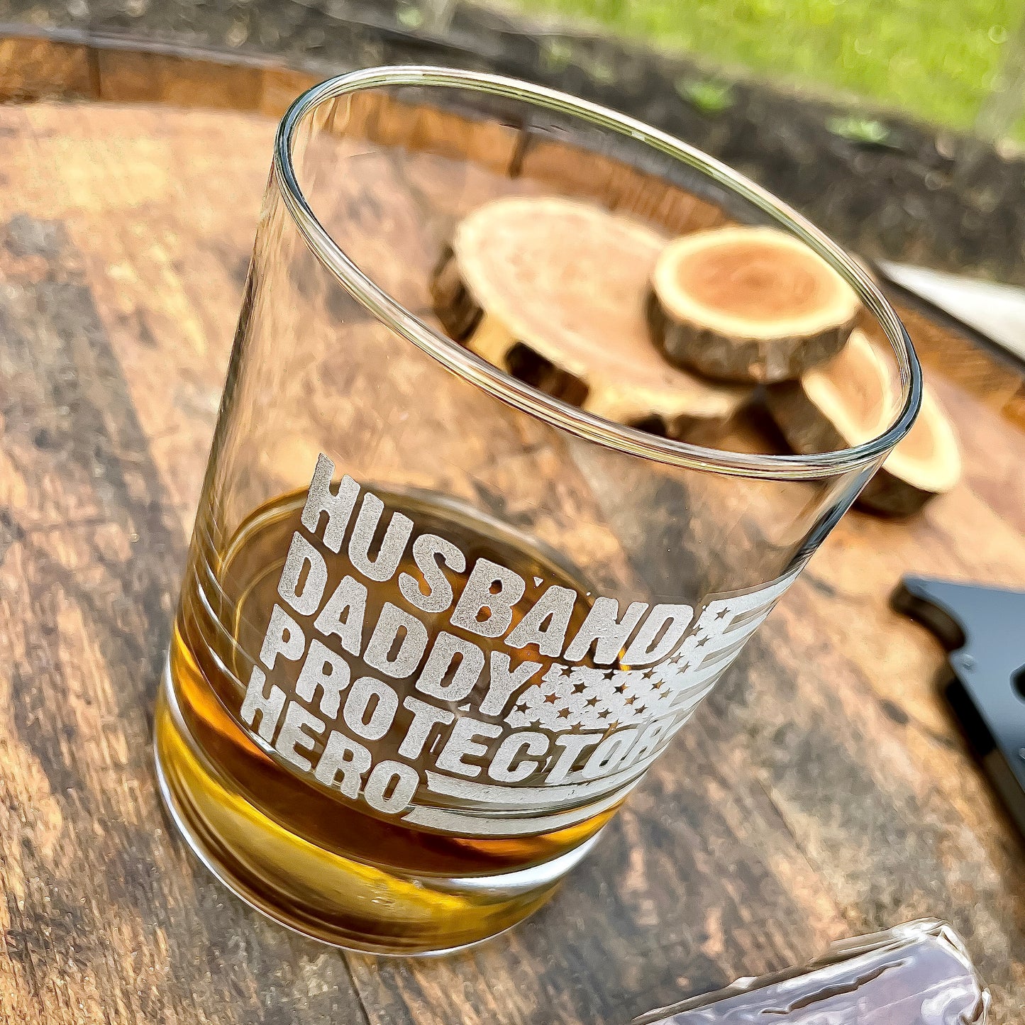 Husband Daddy Protector Hero Whiskey Glass Mother's Day Gift / Father's Day Gift / Valentine's Day Gift