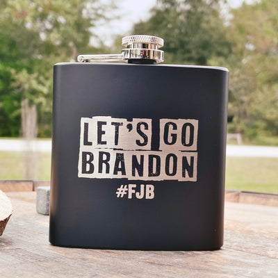 Let's Go Brandon  Laser Etched Whiskey Flask    / Christmas Gift