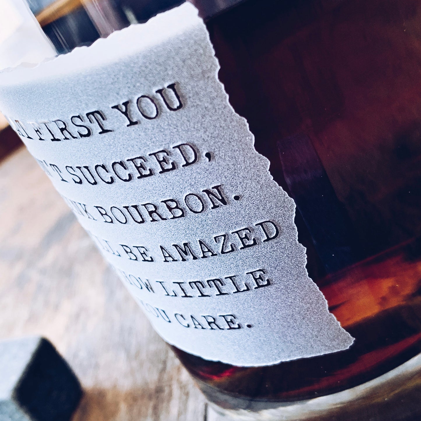 Drink Bourbon and Care Less Engraved Whiskey Glass / Bourbon Glass / Father's Day Gift / Valentine's Day Gift